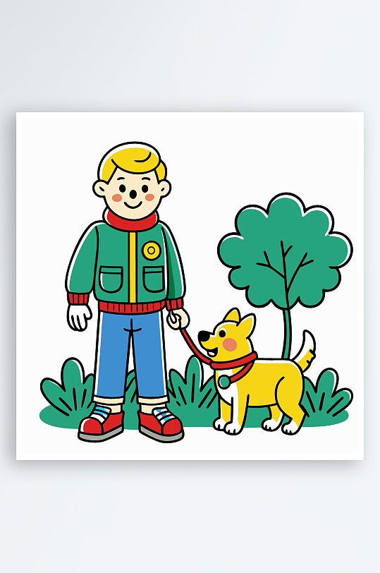 儿童卡通狗图标插画元素-众图网