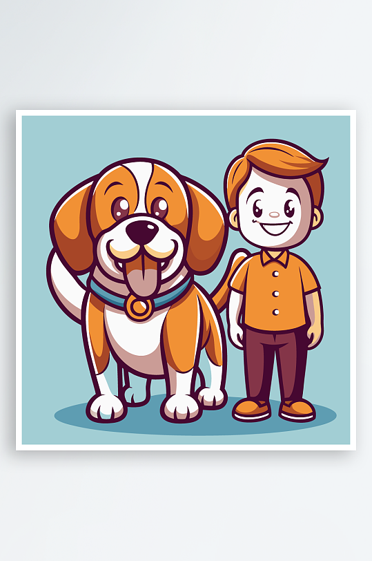 儿童卡通狗图标插画元素-众图网