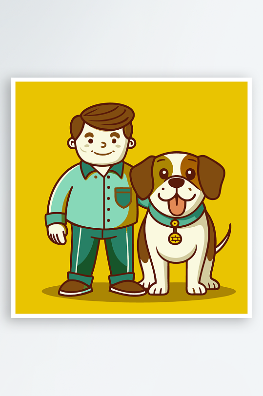 儿童卡通狗图标插画元素-众图网