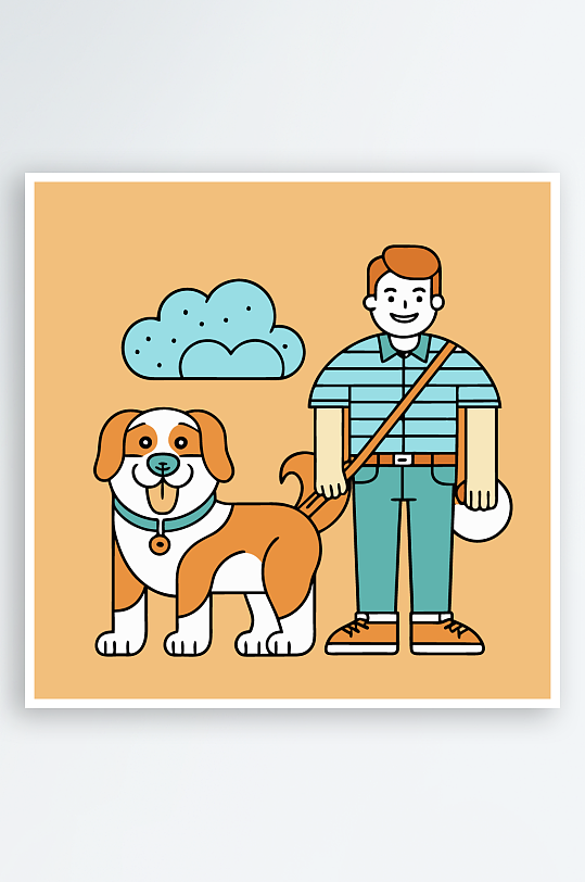 儿童卡通狗图标插画元素-众图网