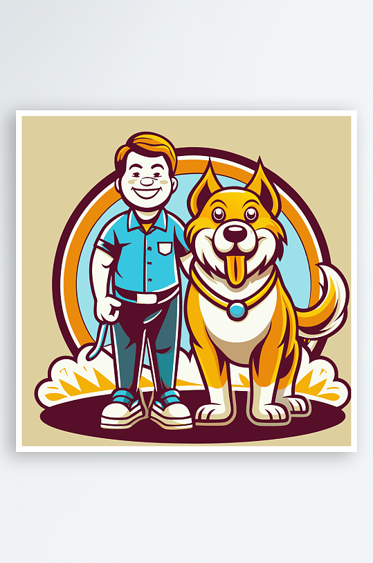 儿童卡通狗图标插画元素-众图网