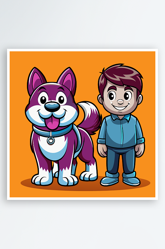 儿童卡通狗图标插画元素-众图网