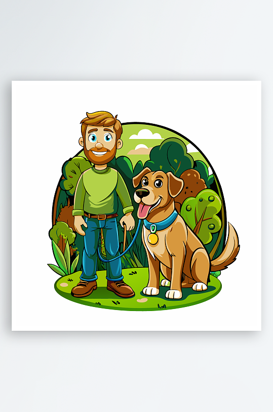 儿童卡通狗图标插画元素-众图网