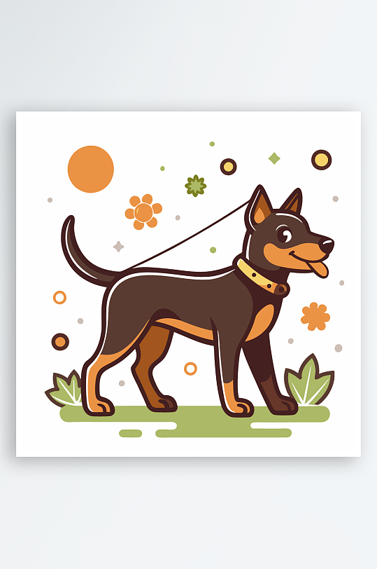 儿童卡通狗图标插画元素-众图网