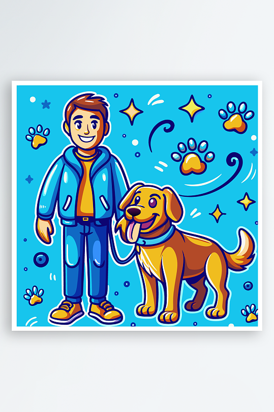 儿童卡通狗图标插画-众图网