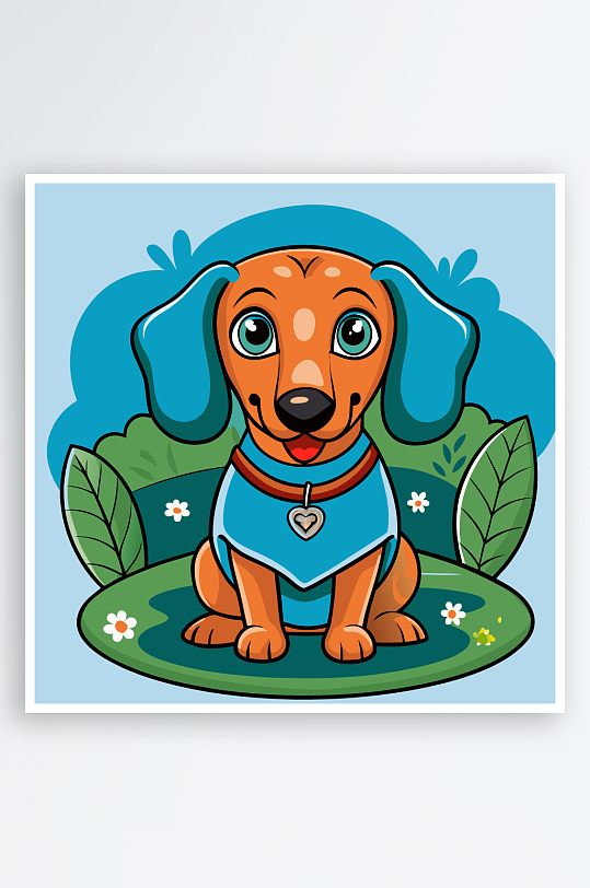 儿童卡通狗图标插画-众图网