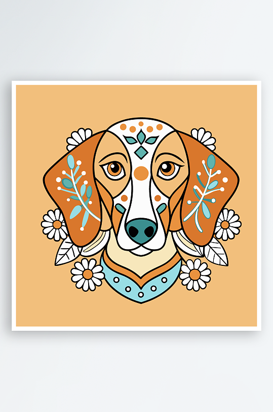 儿童卡通狗图标插画-众图网