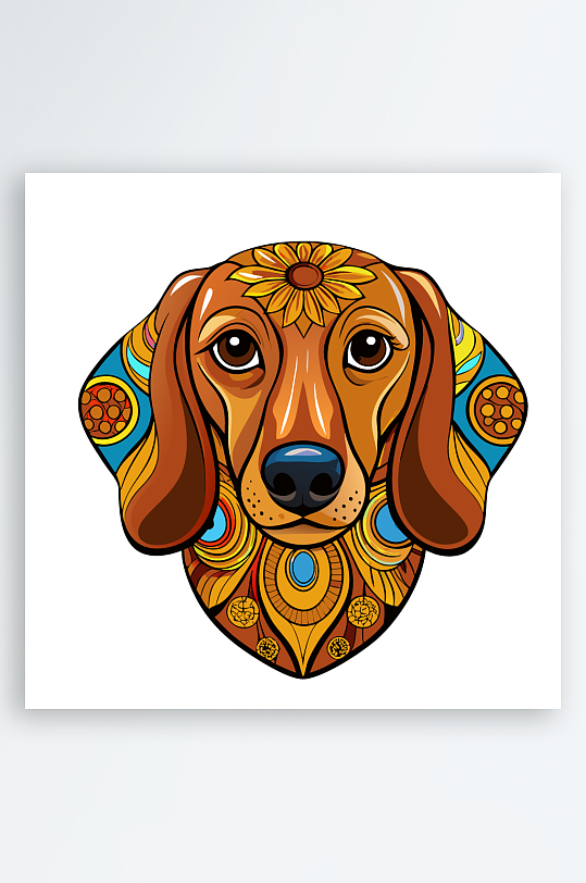 卡通狗绿植图标插画元素-众图网