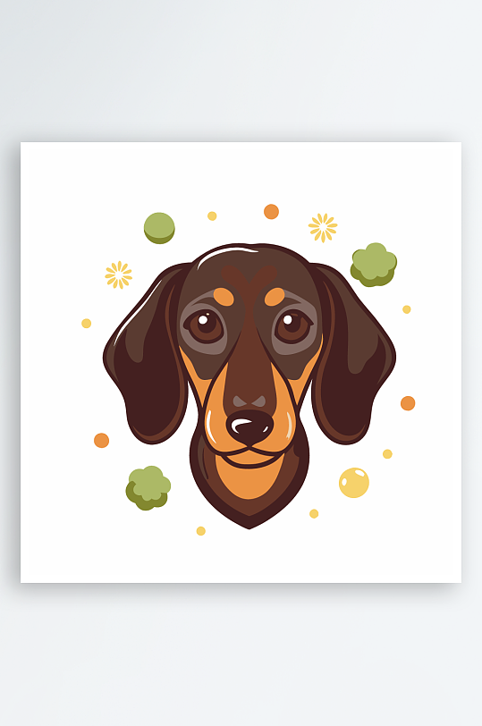 卡通狗绿植图标插画元素-众图网