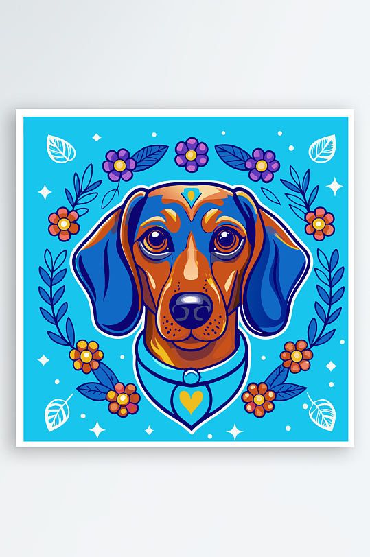 卡通狗绿植图标插画元素-众图网