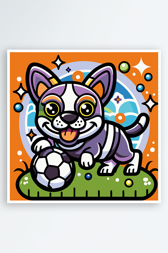 卡通狗绿植图标插画元素-众图网