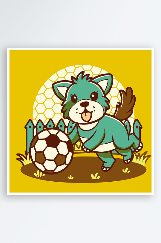 卡通狗绿植图标插画-众图网