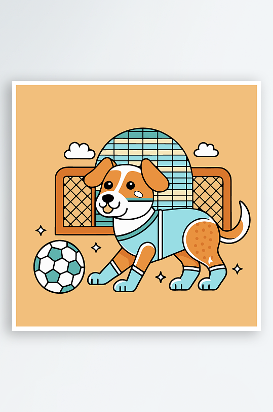 卡通狗绿植图标插画-众图网