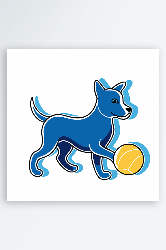 卡通狗绿植图标插画-众图网