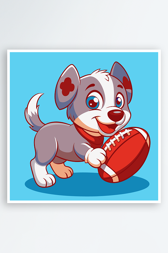 卡通狗绿植图标插画-众图网