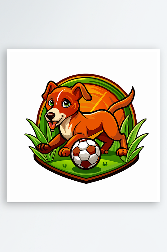 卡通狗绿植图标插画-众图网