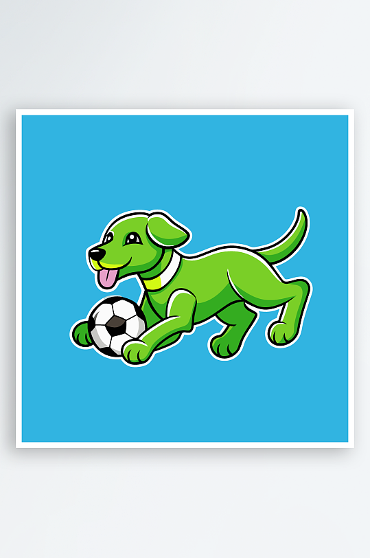 卡通狗绿植图标插画-众图网