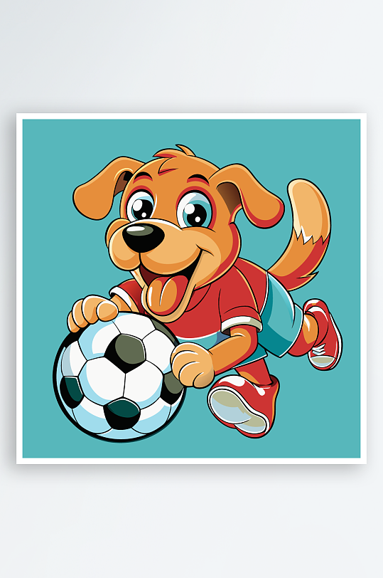 卡通狗绿植图标插画-众图网