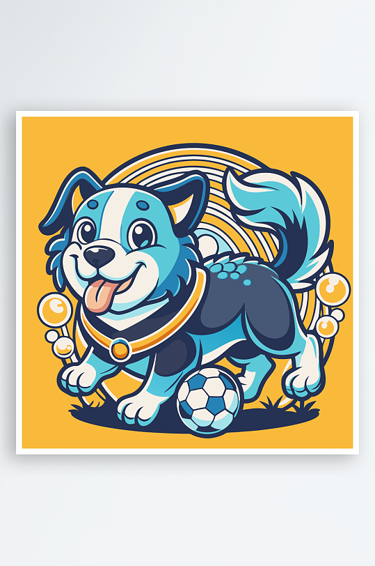 卡通狗绿植图标插画-众图网