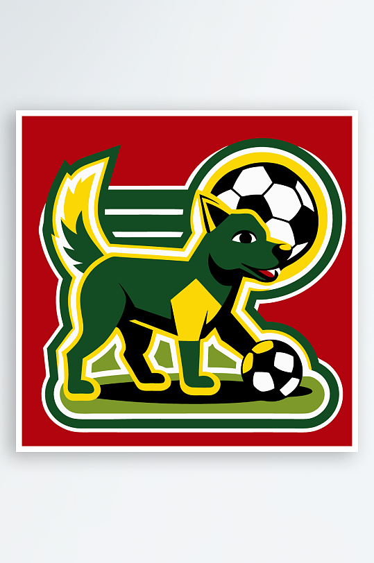 卡通狗绿植图标插画-众图网