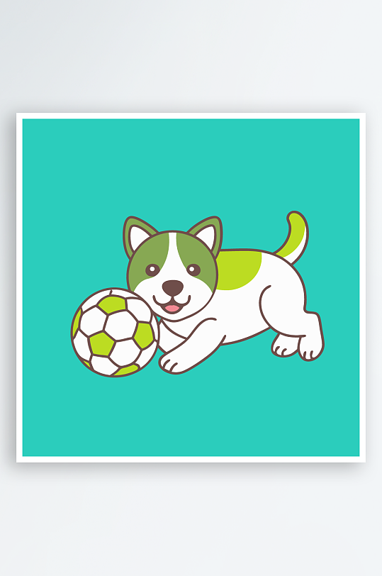 卡通狗绿植图标插画-众图网