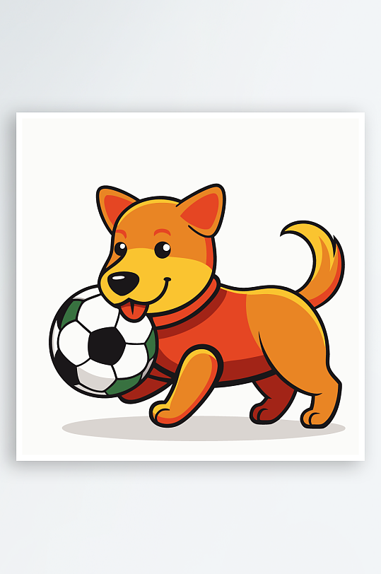 卡通狗绿植图标插画-众图网