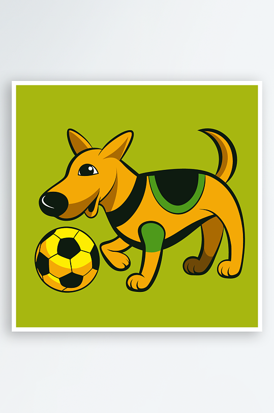 卡通狗绿植图标插画-众图网