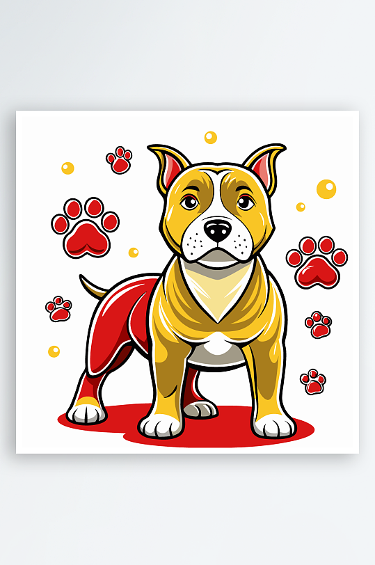 卡通狗绿植图标插画元素-众图网