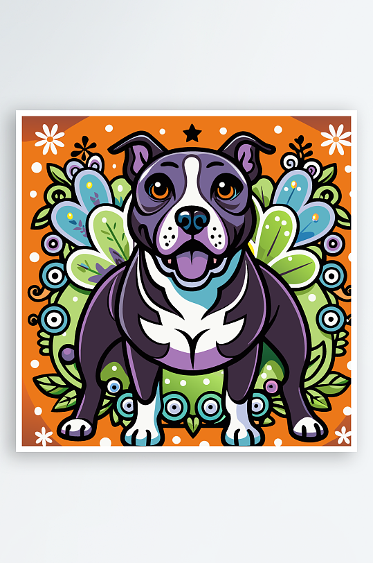 卡通狗绿植图标插画元素-众图网