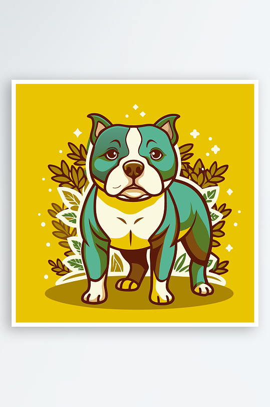 卡通狗绿植图标插画元素-众图网