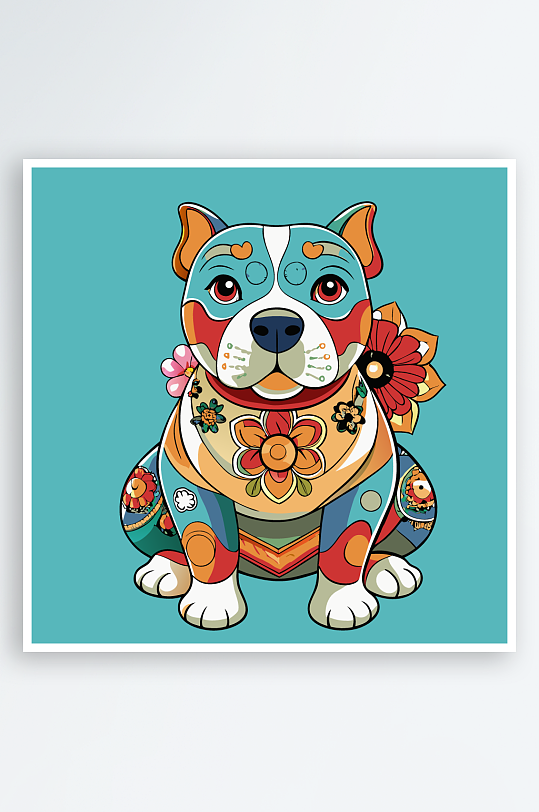 卡通狗绿植图标插画元素-众图网