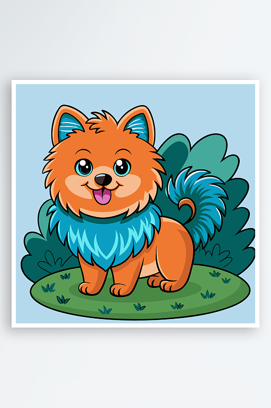 卡通狗绿植图标插画-众图网