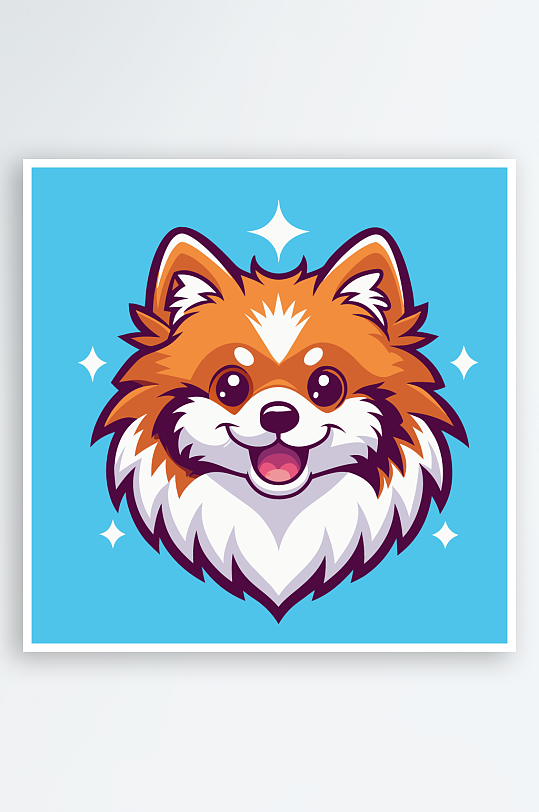 卡通狗绿植图标插画-众图网