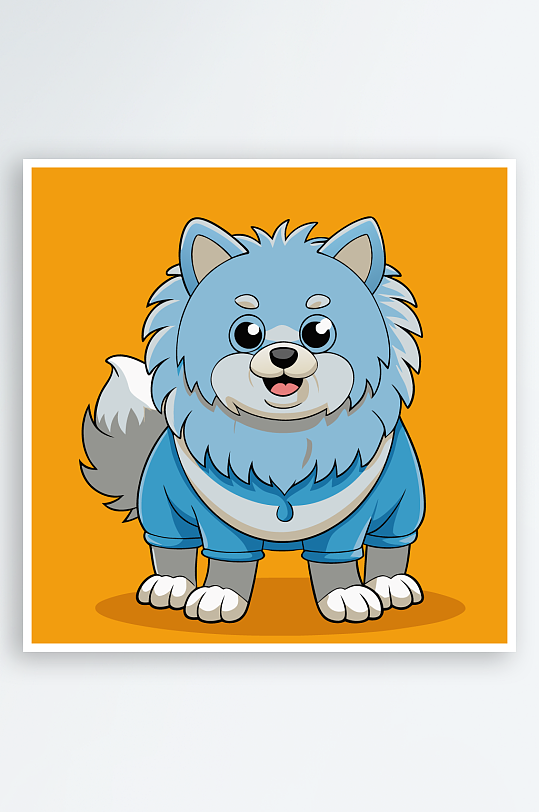 卡通狗绿植图标插画-众图网