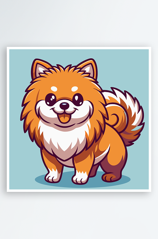 卡通狗绿植图标插画-众图网