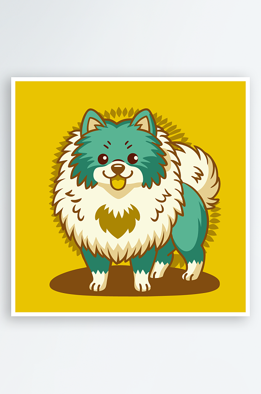 卡通狗绿植图标插画-众图网