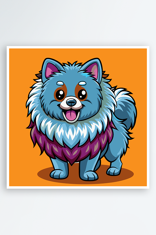 卡通狗绿植图标插画-众图网