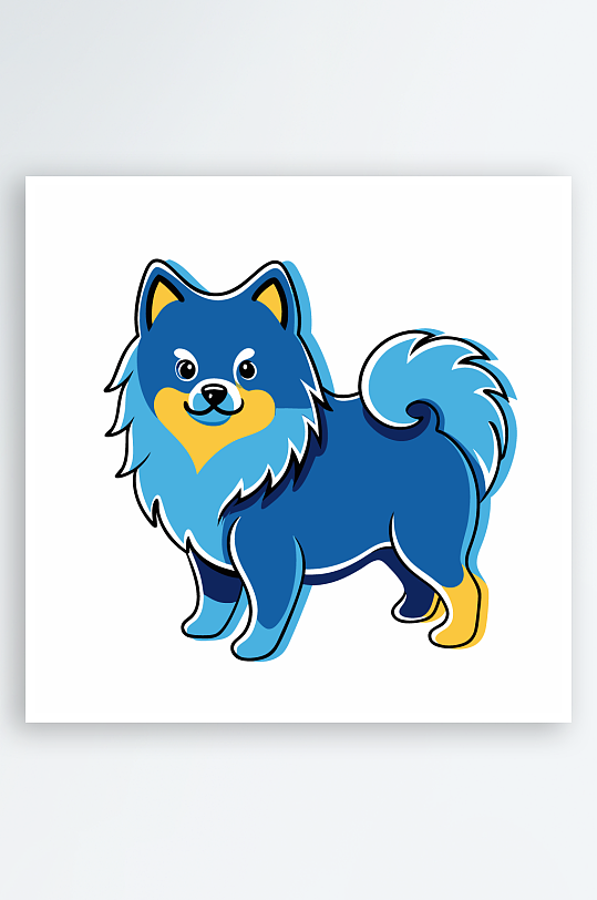 卡通狗绿植图标插画-众图网