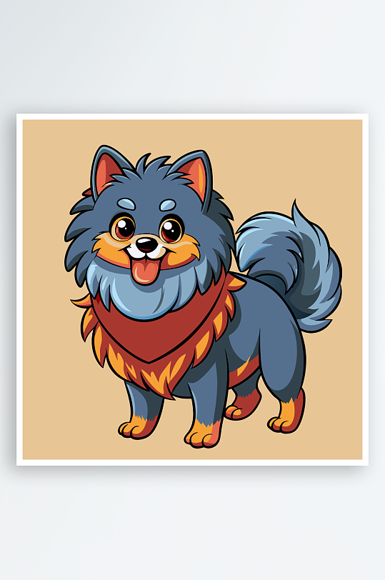 卡通狗绿植图标插画-众图网