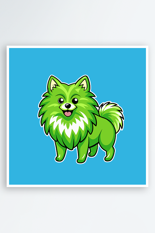 卡通狗绿植图标插画-众图网