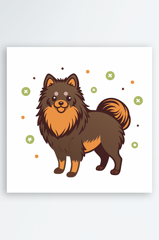 卡通狗绿植图标插画元素-众图网