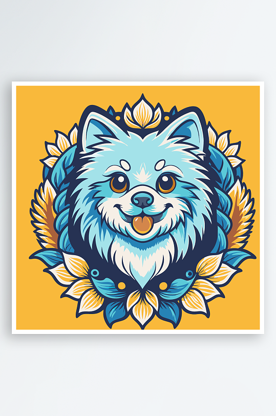 卡通狗绿植图标插画元素-众图网