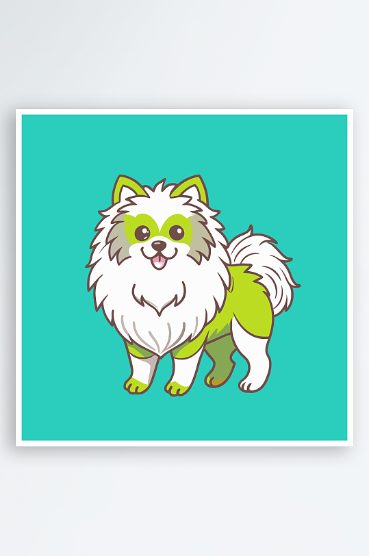 卡通狗绿植图标插画元素-众图网