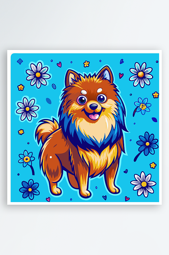 卡通狗绿植图标插画元素-众图网