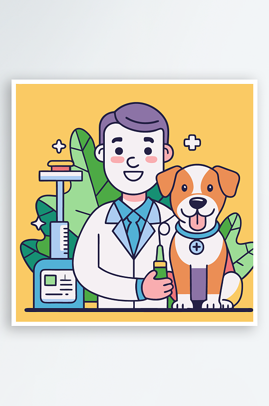 小狗矢量插画图形元素-众图网