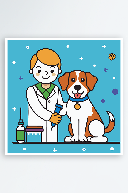 小狗矢量插画图形元素-众图网