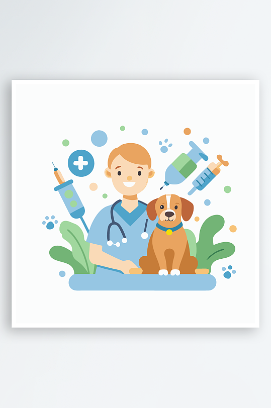 小狗矢量插画图形元素-众图网