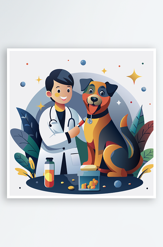 小狗矢量插画图形元素-众图网