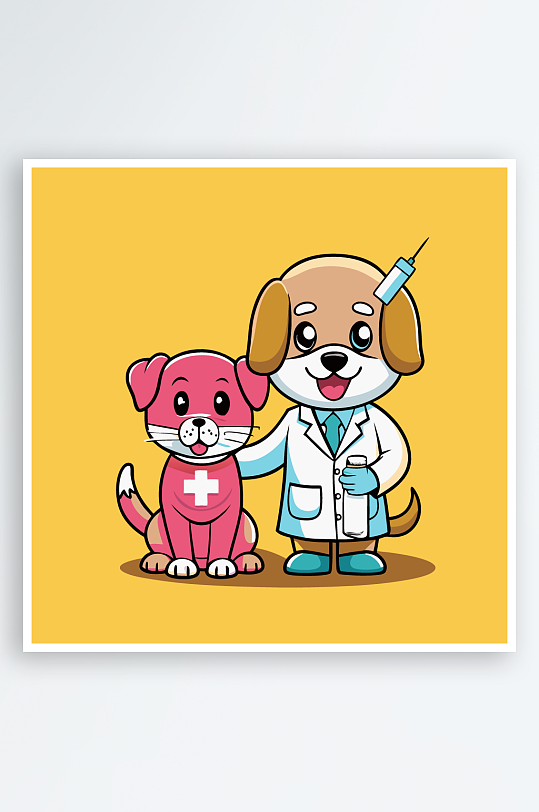 小狗矢量插画图形元素-众图网