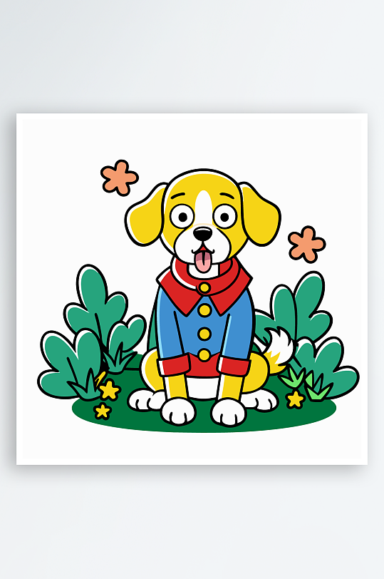小狗矢量插画图形元素-众图网
